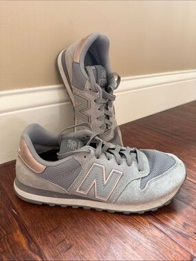New Balance Gray and Rose Gold Women's Retro Runner Sneakers